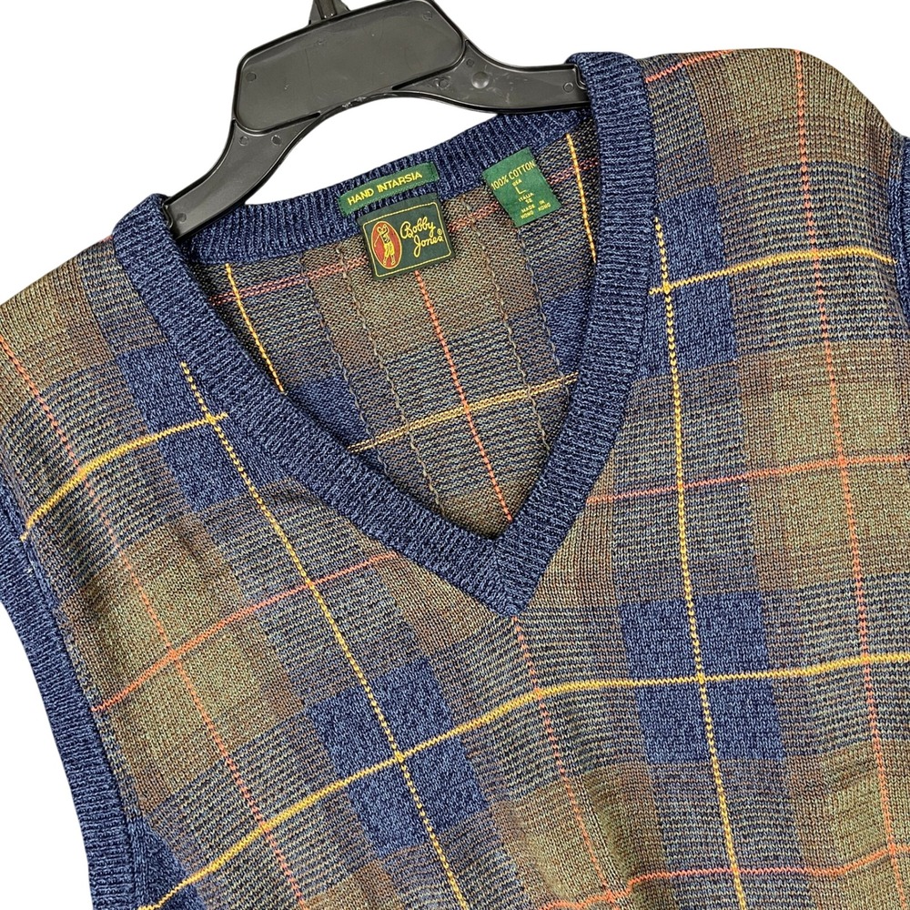 Bobby Jones Golf Sweater Vest Mens L Vintage 90s Grandpa Core Preppy Plaid Knit